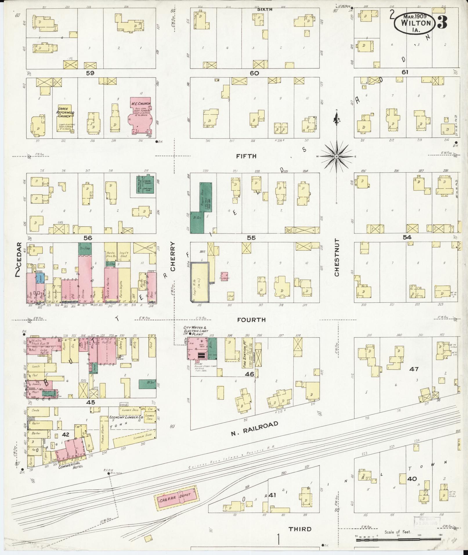 Sanborn Fire Insurance Map from Wilton Junction, Muscatine County, Iowa (1909), Sheet #0003 - Historic Sanborn Fire Insurance Map Print