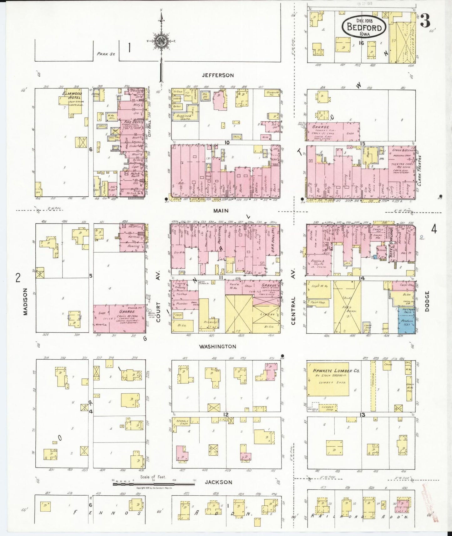 Sanborn Fire Insurance Map from Bedford, Taylor County, Iowa (1918), Sheet #0003 - Historic Sanborn Fire Insurance Map Print