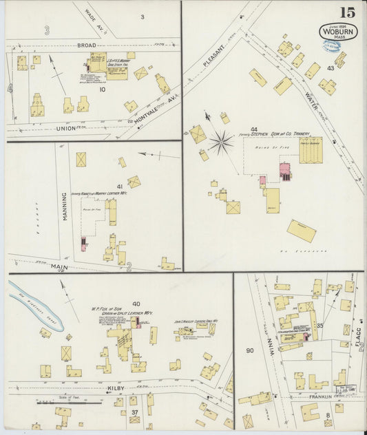 Sanborn Fire Insurance Map from Woburn, Middlesex County, Massachusetts (1894), Sheet #0015 - Historic Sanborn Fire Insurance Map Print, vintage old map wall art, antique decor, genealogy gift, Massachusetts Massachusetts map