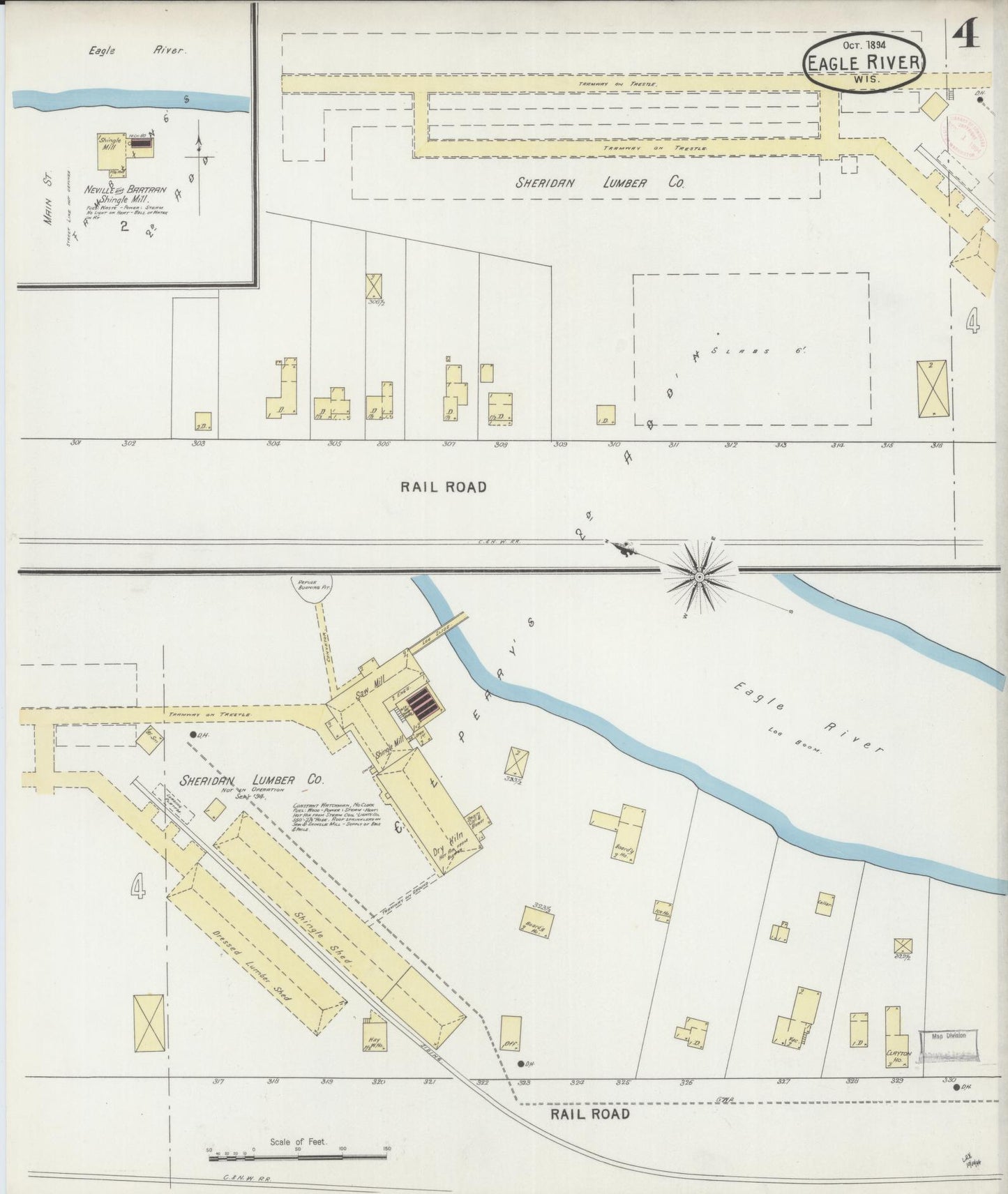 Sanborn Fire Insurance Map from Eagle River, Vilas County, Wisconsin (1894), Sheet #0004 - Complete Map Set gallery image, historic Sanborn map, vintage wall art, Wisconsin Wisconsin
