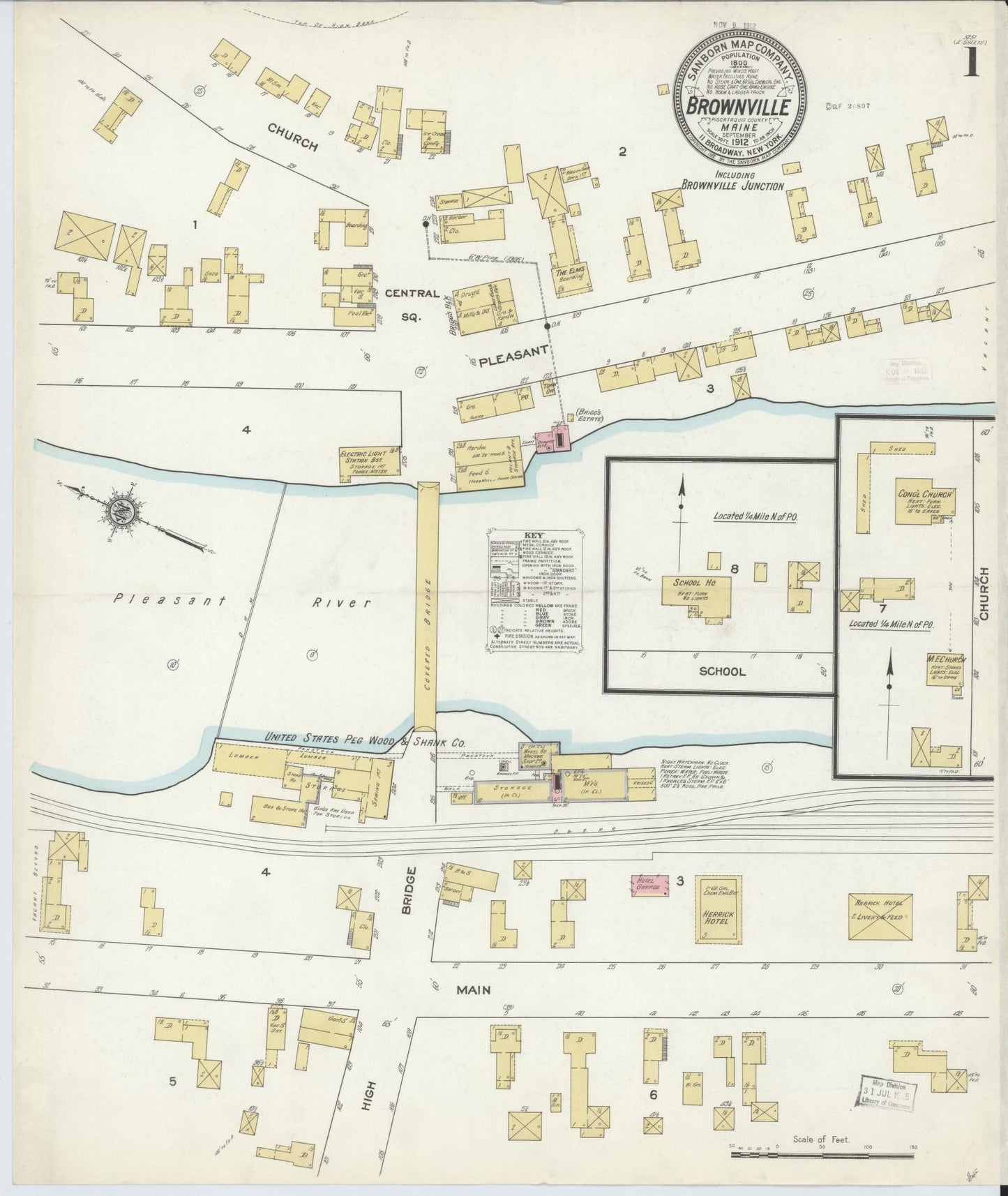 Sanborn Fire Insurance Map from Brownville, Piscataquis County, Maine. (1912) – Historic Sanborn Fire Insurance Map Print