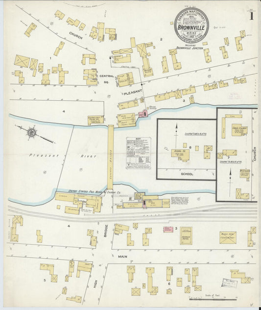 Sanborn Fire Insurance Map from Brownville, Piscataquis County, Maine. (1912) – Historic Sanborn Fire Insurance Map Print