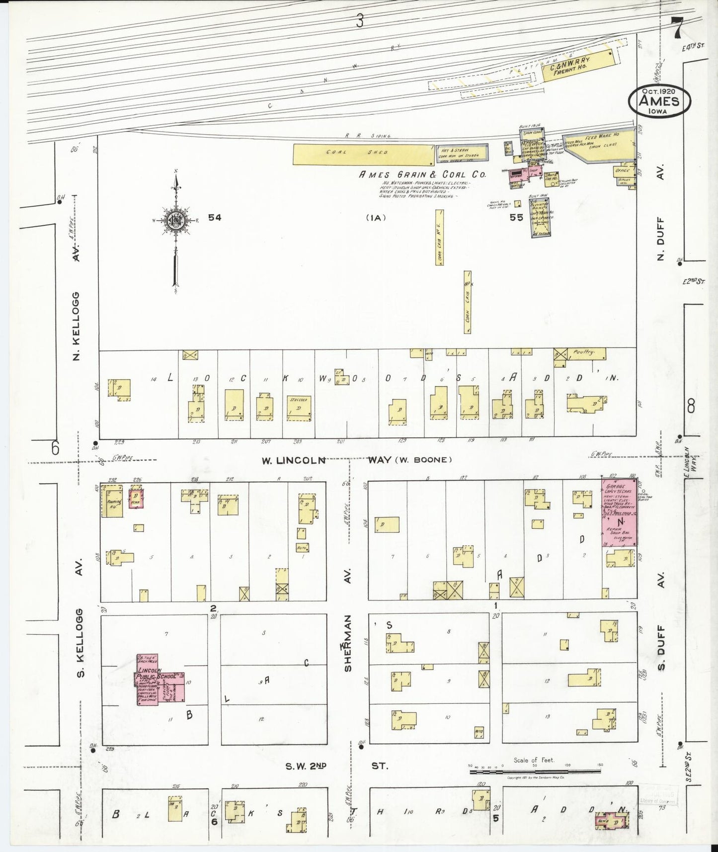 Sanborn Fire Insurance Map from Ames, Story County, Iowa (1920), Sheet #0007 - Historic Sanborn Fire Insurance Map Print