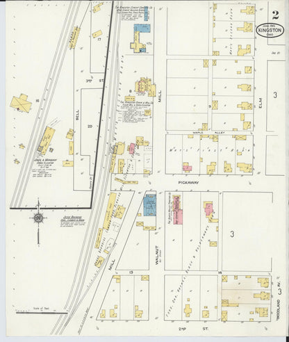 Sanborn Fire Insurance Map from Kingston, Ross County, Ohio (1915), Sheet #0002 - Historic Sanborn Fire Insurance Map Print, vintage old map wall art, antique decor, genealogy gift, Ohio Ohio map