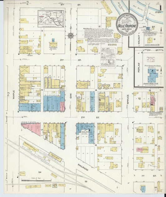 Sanborn Fire Insurance Map from Belle Fourche, Butte County, South Dakota (1915), Sheet #0001 - Complete Map Set gallery image, historic Sanborn map, vintage wall art, South Dakota South Dakota