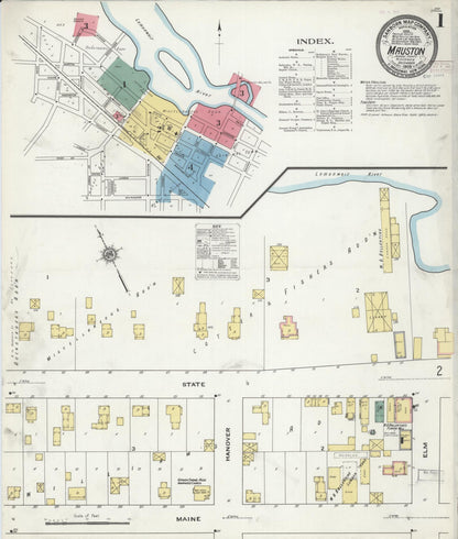 Sanborn Fire Insurance Map from Mauston, Juneau County, Wisconsin (1909), Sheet #0001 - Historic Sanborn Fire Insurance Map Print, vintage old map wall art, antique decor, genealogy gift, Wisconsin Wisconsin map