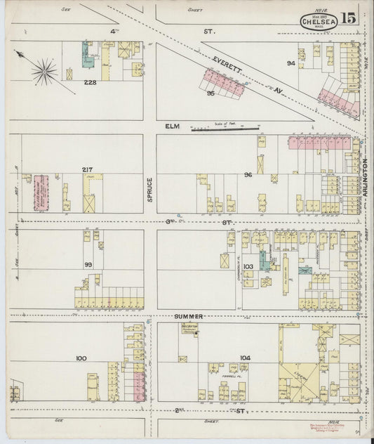 Sanborn Fire Insurance Map from Chelsea, Suffolk County, Massachusetts (1889), Sheet #0015 - Historic Sanborn Fire Insurance Map Print, vintage old map wall art, antique decor, genealogy gift, Massachusetts Massachusetts map