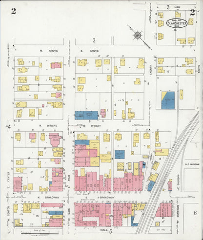 Sanborn Fire Insurance Map from Blanchester, Clinton County, Ohio (1925), Sheet #0002 - Historic Sanborn Fire Insurance Map Print, vintage old map wall art, antique decor, genealogy gift, Ohio Ohio map