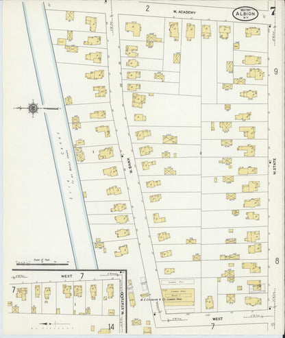 Sanborn Fire Insurance Map from Albion, Orleans County, New York (1911), Sheet #0007 - Complete Map Set gallery image, historic Sanborn map, vintage wall art, New York New York