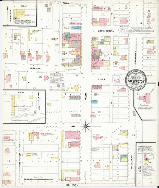 Sanborn Fire Insurance Map from Farmington, San Juan County, New Mexico (1908), Sheet #0001 - Historic Sanborn Fire Insurance Map Print, vintage old map wall art, antique decor, genealogy gift, New Mexico New Mexico map