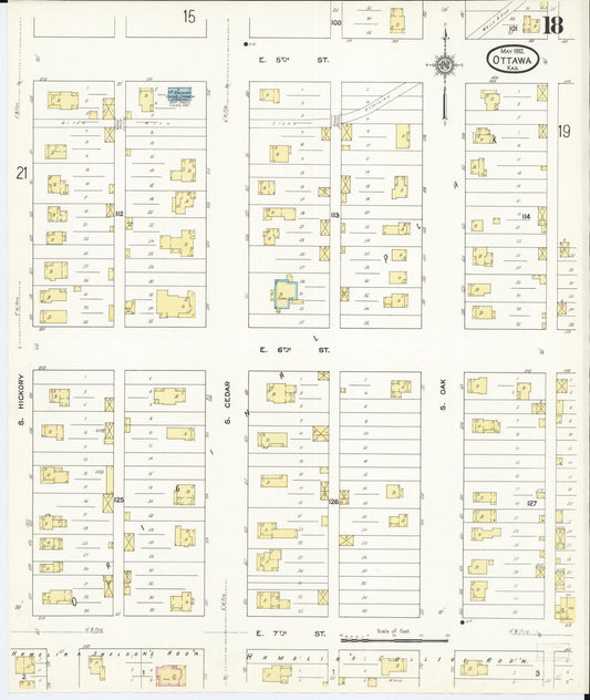 Sanborn Fire Insurance Map from Ottawa, Franklin County, Kansas (1912), Sheet #0018 - Historic Sanborn Fire Insurance Map Print, vintage old map wall art, antique decor, genealogy gift, Kansas Kansas map