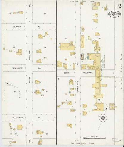 Sanborn Fire Insurance Map from Seabreeze, Volusia County, Florida (1906), Sheet #0002 - Complete Map Set gallery image, historic Sanborn map, vintage wall art, Florida Florida