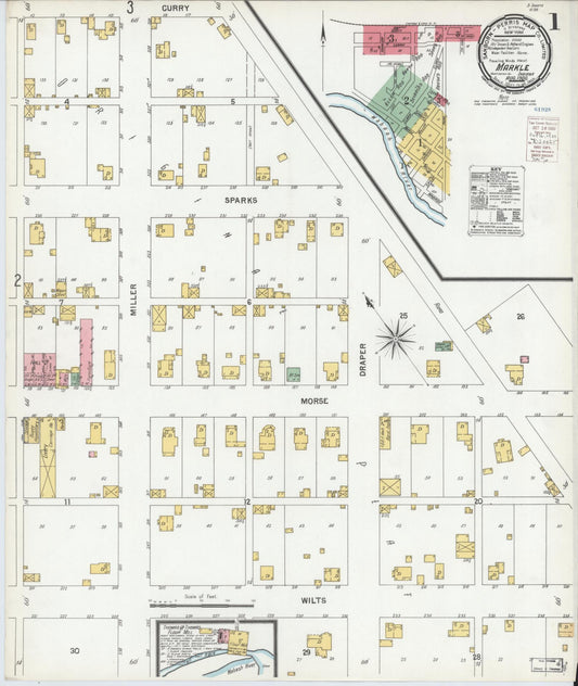 Sanborn Fire Insurance Map from Markle, Huntington County, Indiana (1900), Sheet #0001 - Complete Map Set gallery image, historic Sanborn map, vintage wall art, Indiana Indiana