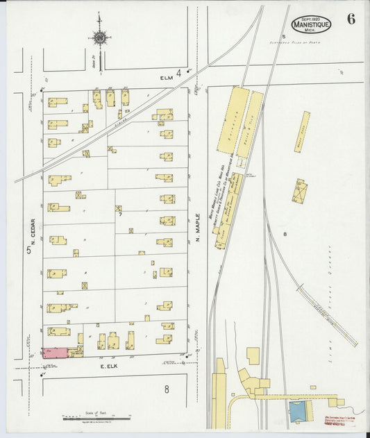 Sanborn Fire Insurance Map from Manistique, Schoolcraft County, Michigan (1920), Sheet #0006 - Historic Sanborn Fire Insurance Map Print, vintage old map wall art, antique decor, genealogy gift, Michigan Michigan map
