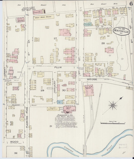 Sanborn Fire Insurance Map from Maysville, Mason County, Kentucky (1886), Sheet #0006 - Historic Sanborn Fire Insurance Map Print, vintage old map wall art, antique decor, genealogy gift, Kentucky Kentucky map