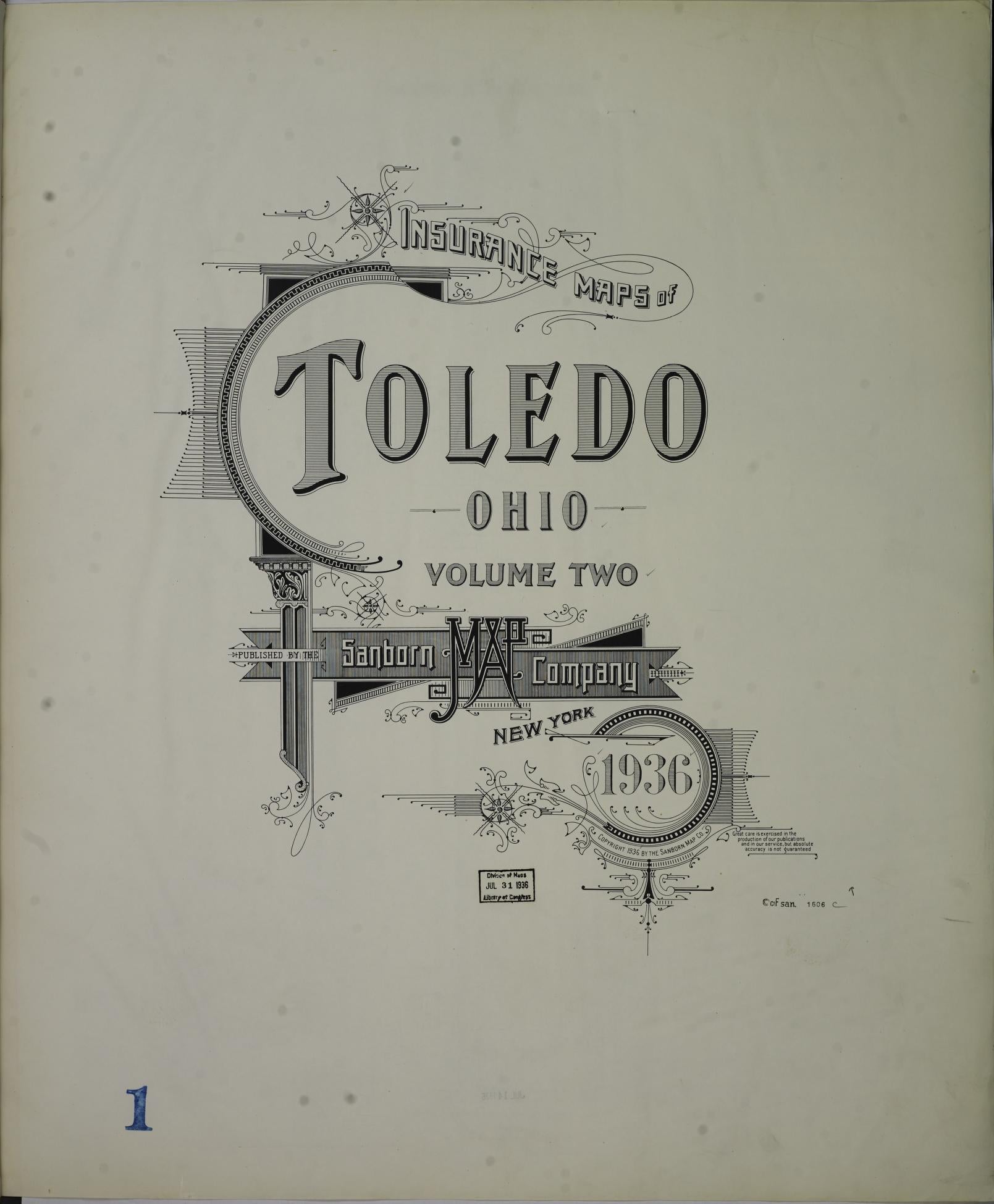 Sanborn Fire Insurance Map from Toledo, Lucas County, Ohio (1936), Sheet #0001 - Complete Map Set gallery image, historic Sanborn map, vintage wall art, Ohio Ohio
