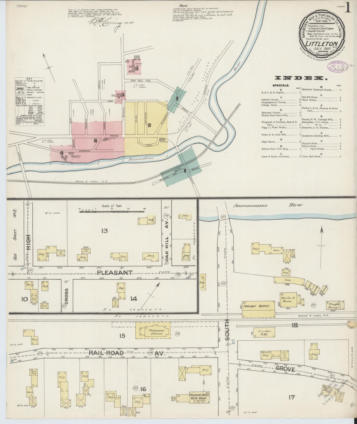 Sanborn Fire Insurance Map from Littleton, Grafton County, New Hampshire. (1887) – Historic Sanborn Fire Insurance Map Print