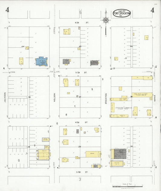 Sanborn Fire Insurance Map from Fort Stockton, Pecos County, Texas (1927), Sheet #0004 - Historic Sanborn Fire Insurance Map Print, vintage old map wall art, antique decor, genealogy gift, Texas Texas map