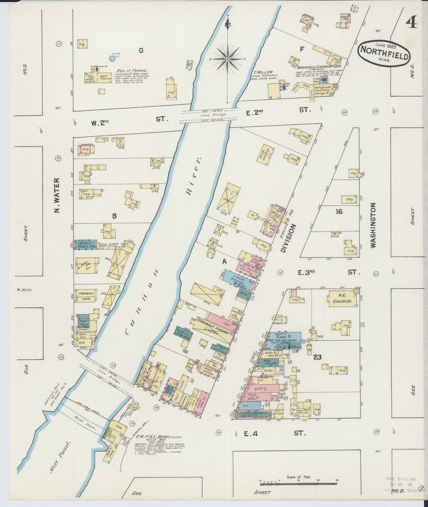 Sanborn Fire Insurance Map from Northfield, Rice County, Minnesota (1889), Sheet #0004 - Complete Map Set gallery image, historic Sanborn map, vintage wall art, Minnesota Minnesota
