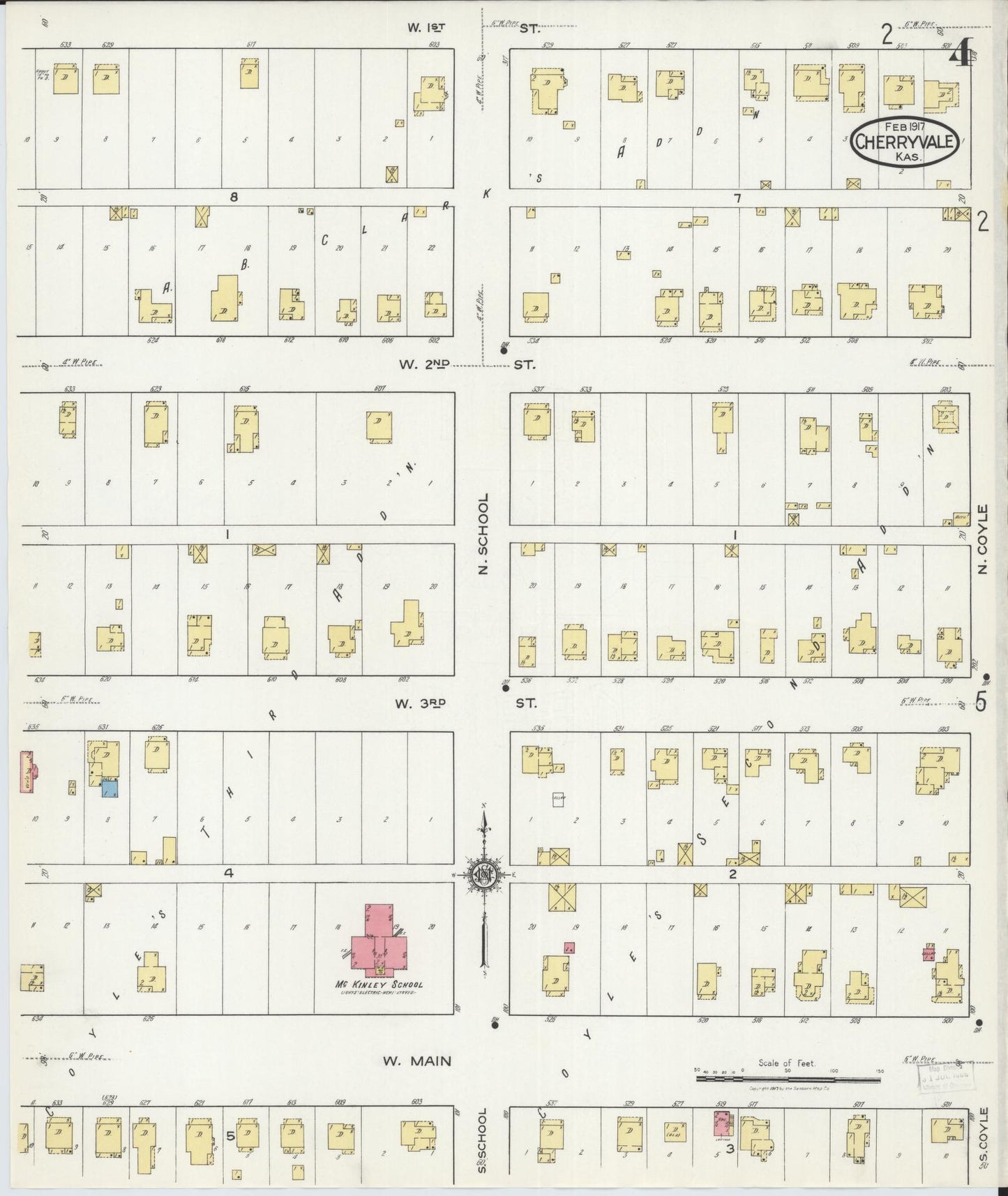 Sanborn Fire Insurance Map from Cherryvale, Montgomery County, Kansas (1917), Sheet #0004 - Complete Map Set gallery image, historic Sanborn map, vintage wall art, Kansas Kansas