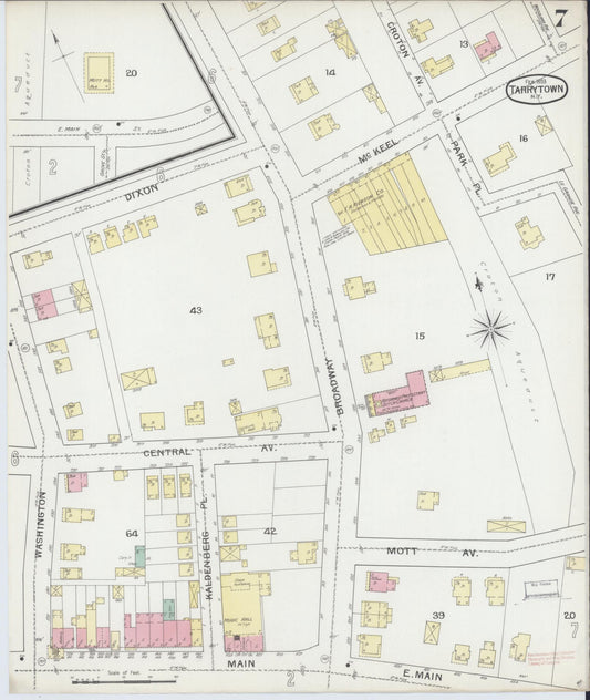 Sanborn Fire Insurance Map from Tarrytown, Westchester County, New York (1893), Sheet #0007 - Historic Sanborn Fire Insurance Map Print, vintage old map wall art, antique decor, genealogy gift, New York New York map