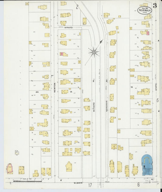 Sanborn Fire Insurance Map from Norwalk, Huron County, Ohio (1906), Sheet #0003 - Historic Sanborn Fire Insurance Map Print, vintage old map wall art, antique decor, genealogy gift, Ohio Ohio map