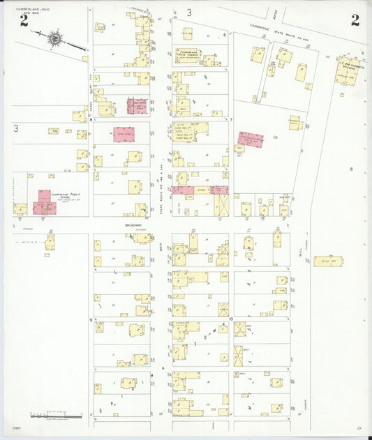 Sanborn Fire Insurance Map from Cumberland, Guernsey County, Ohio (1946), Sheet #0002 - Historic Sanborn Fire Insurance Map Print, vintage old map wall art, antique decor, genealogy gift, Ohio Ohio map