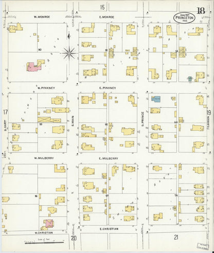 Sanborn Fire Insurance Map from Princeton, Gibson County, Indiana (1907), Sheet #0018 - Complete Map Set gallery image, historic Sanborn map, vintage wall art, Indiana Indiana