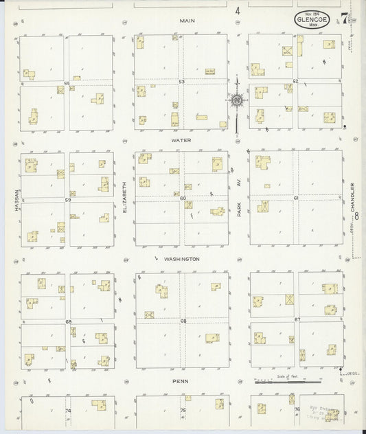 Sanborn Fire Insurance Map from Glencoe, Mcleod County, Minnesota (1914), Sheet #0007 - Historic Sanborn Fire Insurance Map Print, vintage old map wall art, antique decor, genealogy gift, Minnesota Minnesota map