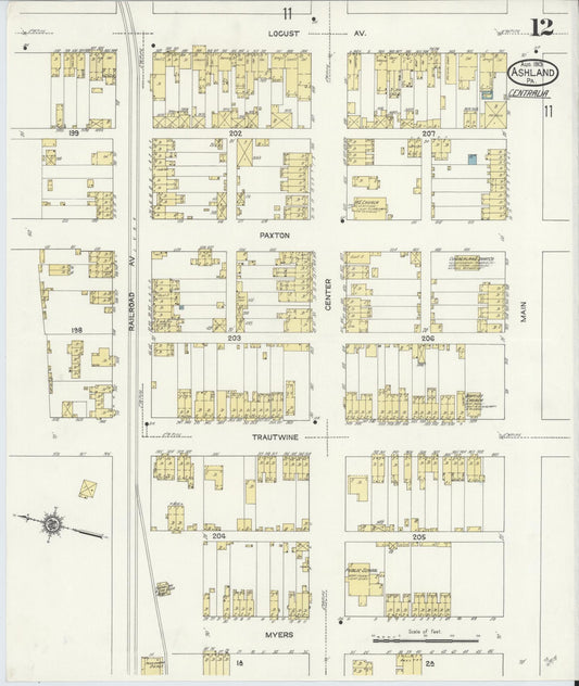 Sanborn Fire Insurance Map from Ashland, Schuylkill County, Pennsylvania (1913), Sheet #0012 - Historic Sanborn Fire Insurance Map Print, vintage old map wall art, antique decor, genealogy gift, Pennsylvania Pennsylvania map