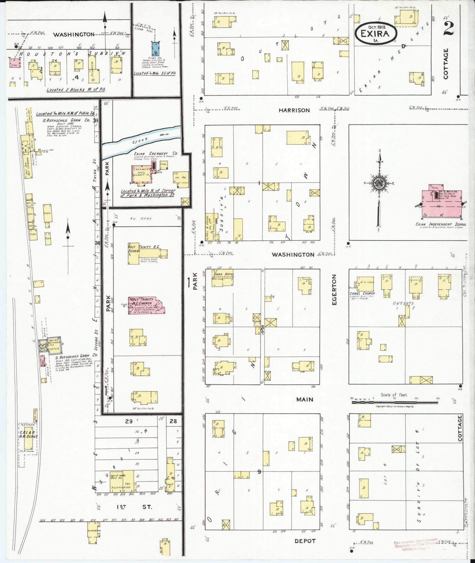 Sanborn Fire Insurance Map from Exira, Audubon County, Iowa (1918), Sheet #0002 - Historic Sanborn Fire Insurance Map Print, vintage old map wall art