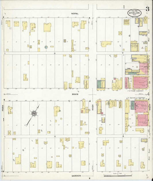 Sanborn Fire Insurance Map from Uvalde, Uvalde County, Texas (1910), Sheet #0003 - Historic Sanborn Fire Insurance Map Print, vintage old map wall art, antique decor, genealogy gift, Texas Texas map