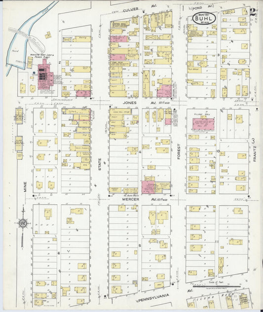 Sanborn Fire Insurance Map from Buhl, Saint Louis County, Minnesota (1917), Sheet #0002 - Historic Sanborn Fire Insurance Map Print, vintage old map wall art, antique decor, genealogy gift, Minnesota Minnesota map