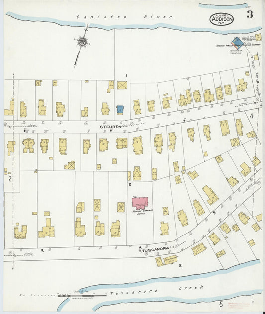 Sanborn Fire Insurance Map from Addison, Steuben County, New York (1921), Sheet #0003 - Historic Sanborn Fire Insurance Map Print, vintage old map wall art, antique decor, genealogy gift, New York New York map