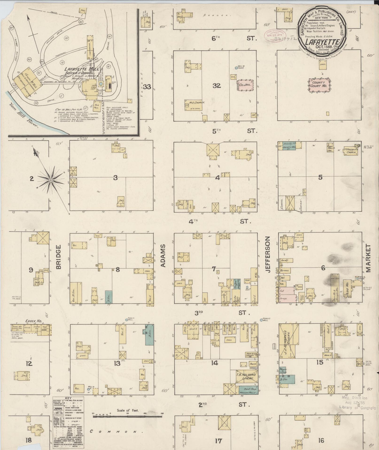 Sanborn Fire Insurance Map from Lafayette, Yamhill County, Oregon (1888), Sheet #0001 - Historic Sanborn Fire Insurance Map Print, vintage old map wall art, antique decor, genealogy gift, Oregon Oregon map