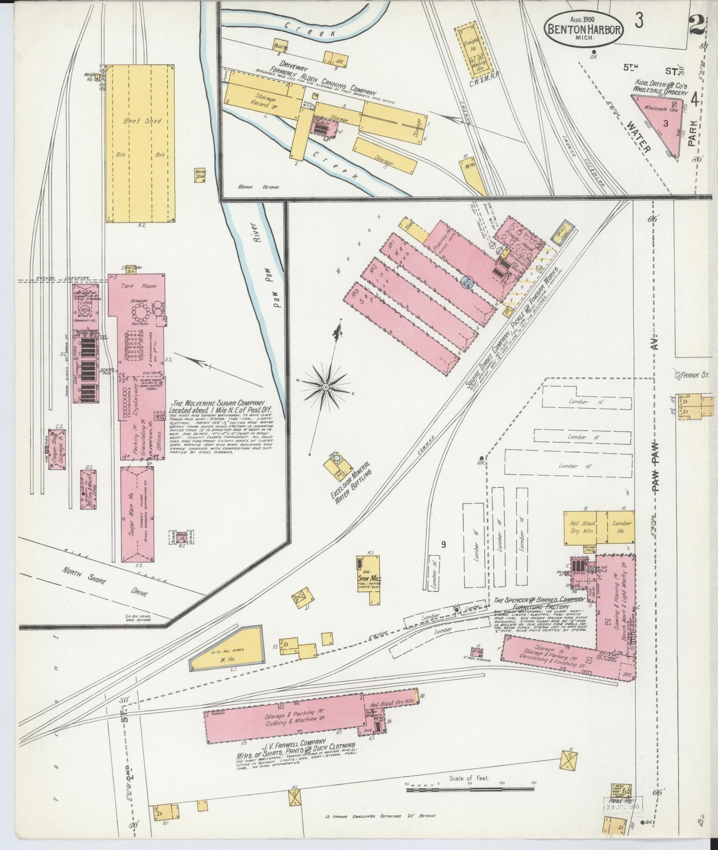 Sanborn Fire Insurance Map from Benton Harbor, Berrien County, Michigan (1900), Sheet #0002 - Complete Map Set gallery image, historic Sanborn map, vintage wall art, Michigan Michigan
