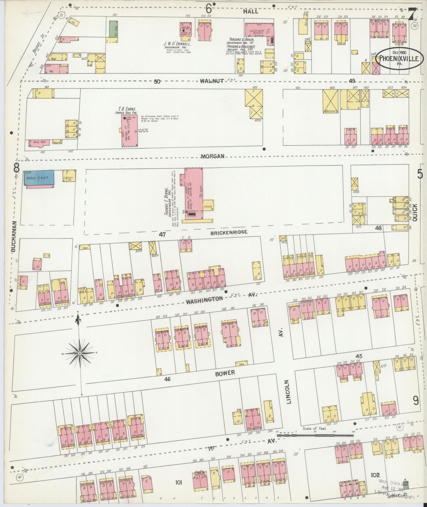Sanborn Fire Insurance Map from Phoenixville, Chester County, Pennsylvania (1900), Sheet #0007 - Complete Map Set gallery image, historic Sanborn map, vintage wall art, Pennsylvania Pennsylvania