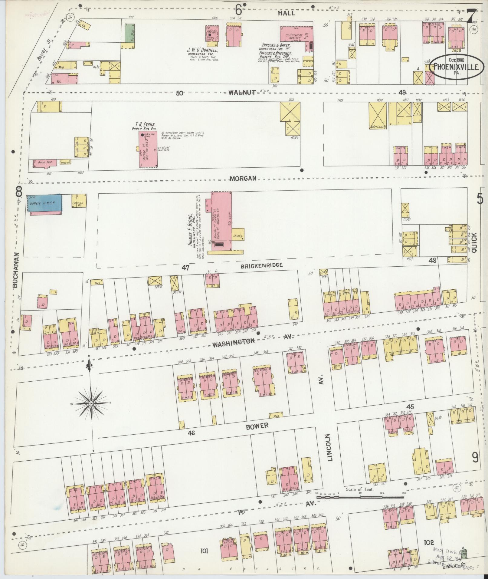 Sanborn Fire Insurance Map from Phoenixville, Chester County, Pennsylvania (1900), Sheet #0007 - Complete Map Set gallery image, historic Sanborn map, vintage wall art, Pennsylvania Pennsylvania