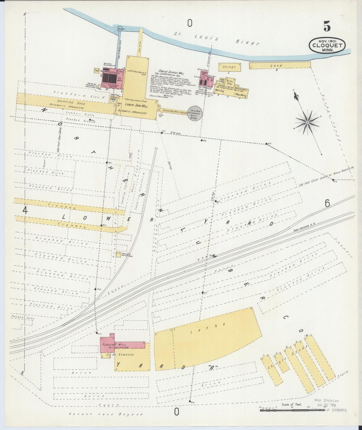 Sanborn Fire Insurance Map from Cloquet, Carlton County, Minnesota (1901), Sheet #0005 - Complete Map Set gallery image, historic Sanborn map, vintage wall art, Minnesota Minnesota