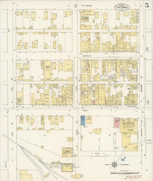 Sanborn Fire Insurance Map from Fort Bragg, Mendocino County, California (1919), Sheet #0005 - Historic Sanborn Fire Insurance Map Print, vintage old map wall art, antique decor, genealogy gift, California California map