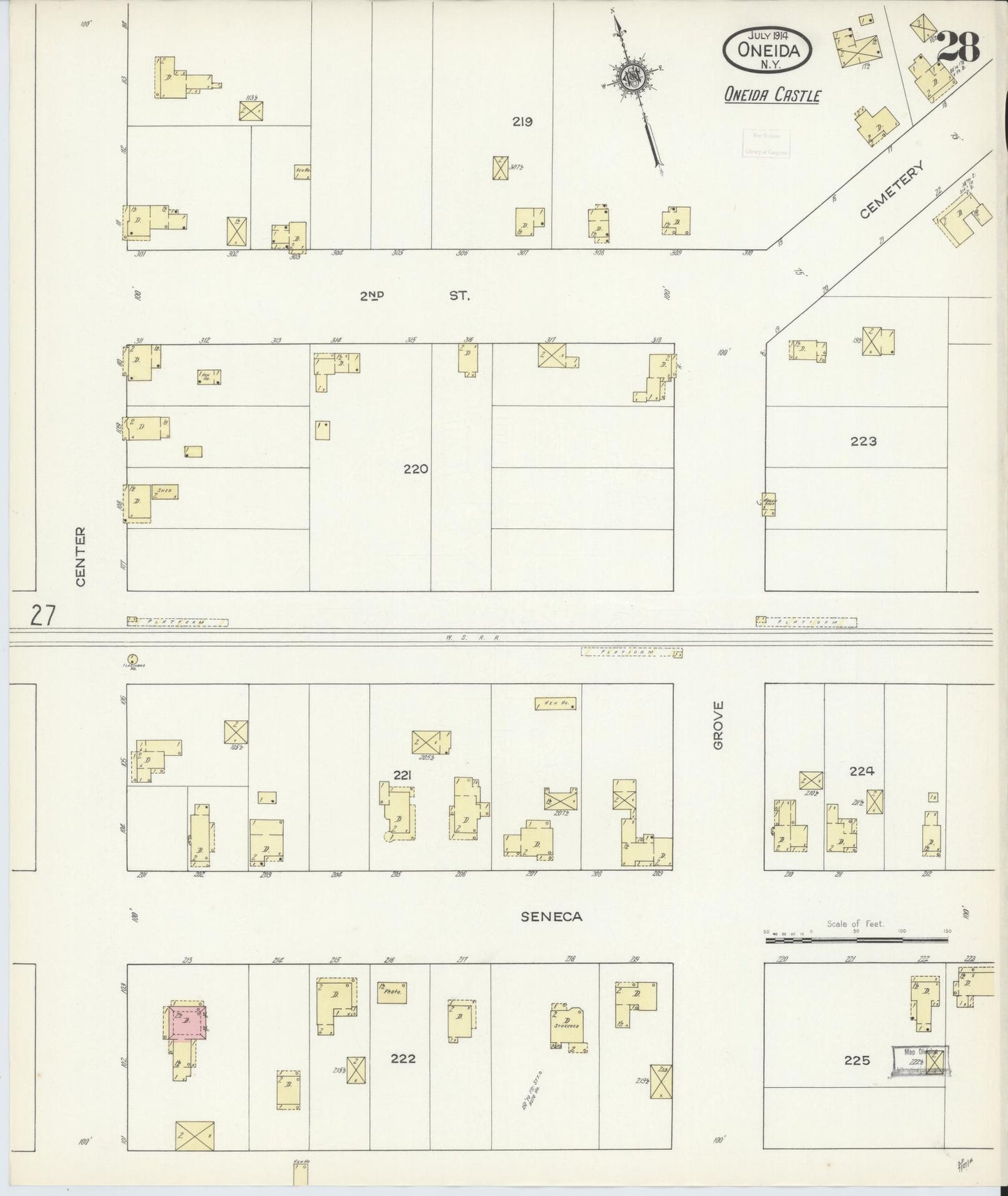 Sanborn Fire Insurance Map from Oneida, Madison County, New York (1914), Sheet #0028 - Complete Map Set gallery image, historic Sanborn map, vintage wall art, New York New York