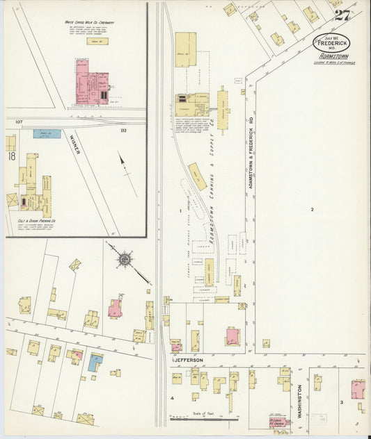 Sanborn Fire Insurance Map from Frederick, Frederick County, Maryland (1911), Sheet #0027 - Historic Sanborn Fire Insurance Map Print, vintage old map wall art