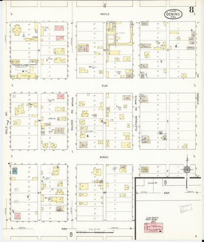 Sanborn Fire Insurance Map from Deming, Luna County, New Mexico (1913), Sheet #0008 - Complete Map Set gallery image, historic Sanborn map, vintage wall art, New Mexico New Mexico