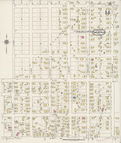 Sanborn Fire Insurance Map from Shelbyville, Shelby County, Illinois (1922), Sheet #0014 - Complete Map Set gallery image, historic Sanborn map, vintage wall art, Illinois Illinois
