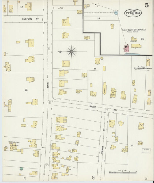 Sanborn Fire Insurance Map from Patchogue, Suffolk County, New York (1897), Sheet #0005 - Historic Sanborn Fire Insurance Map Print, vintage old map wall art, antique decor, genealogy gift, New York New York map