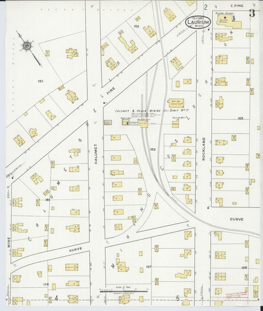 Sanborn Fire Insurance Map from Laurium, Houghton County, Michigan (1917), Sheet #0003 - Historic Sanborn Fire Insurance Map Print, vintage old map wall art, antique decor, genealogy gift, Michigan Michigan map