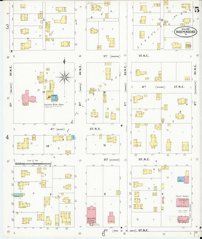 Sanborn Fire Insurance Map from Independence, Buchanan County, Iowa (1899), Sheet #0005 - Historic Sanborn Fire Insurance Map Print