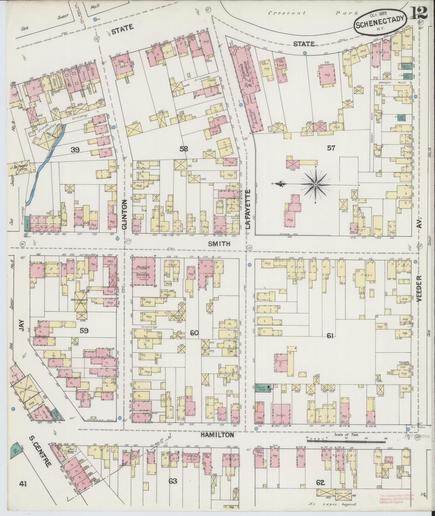 Sanborn Fire Insurance Map from Schenectady, Schenectady County, New York (1889), Sheet #0012 - Complete Map Set gallery image, historic Sanborn map, vintage wall art, New York New York