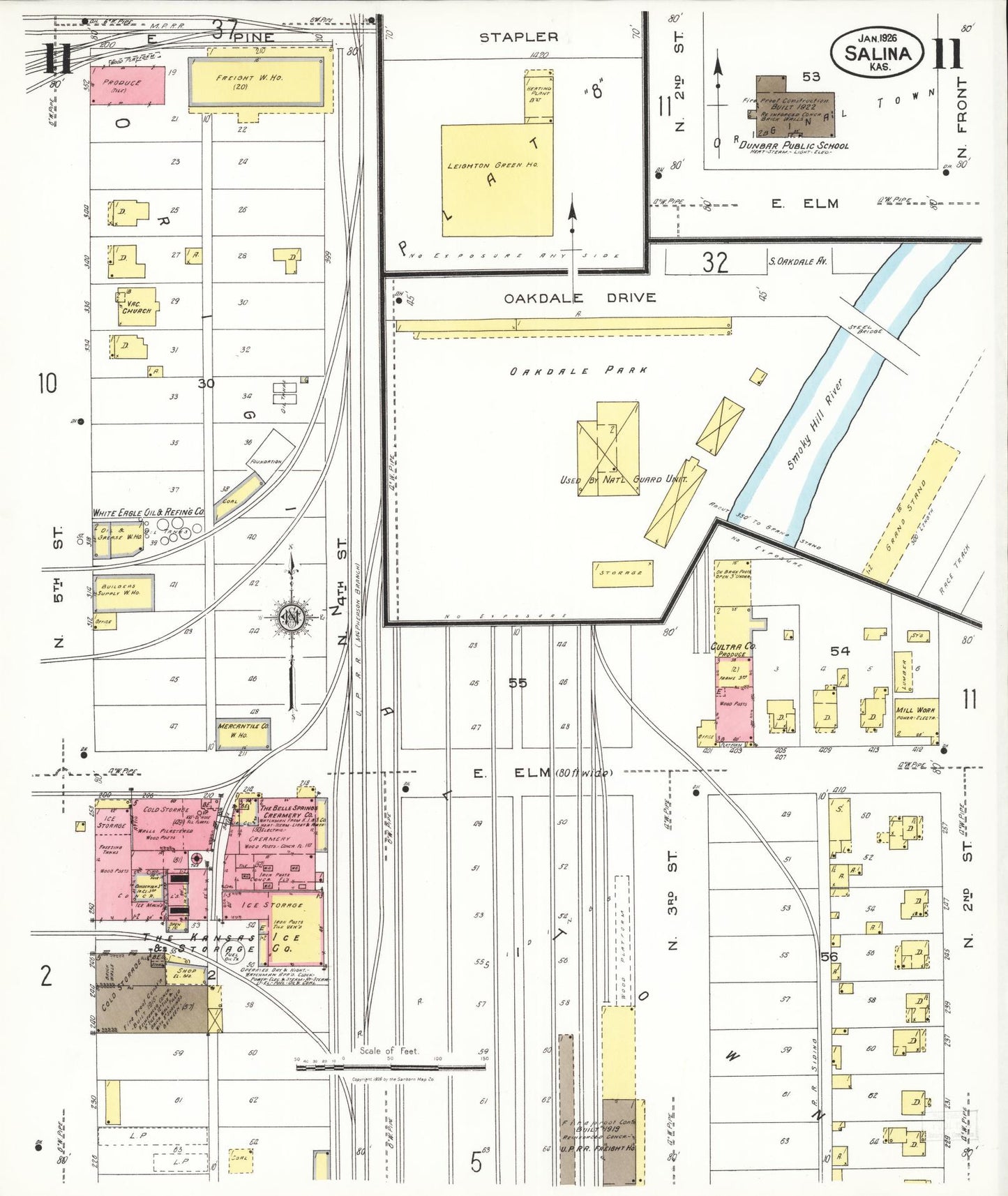 Sanborn Fire Insurance Map from Salina, Saline County, Kansas (1926), Sheet #0011 - Complete Map Set gallery image, historic Sanborn map, vintage wall art, Kansas Kansas