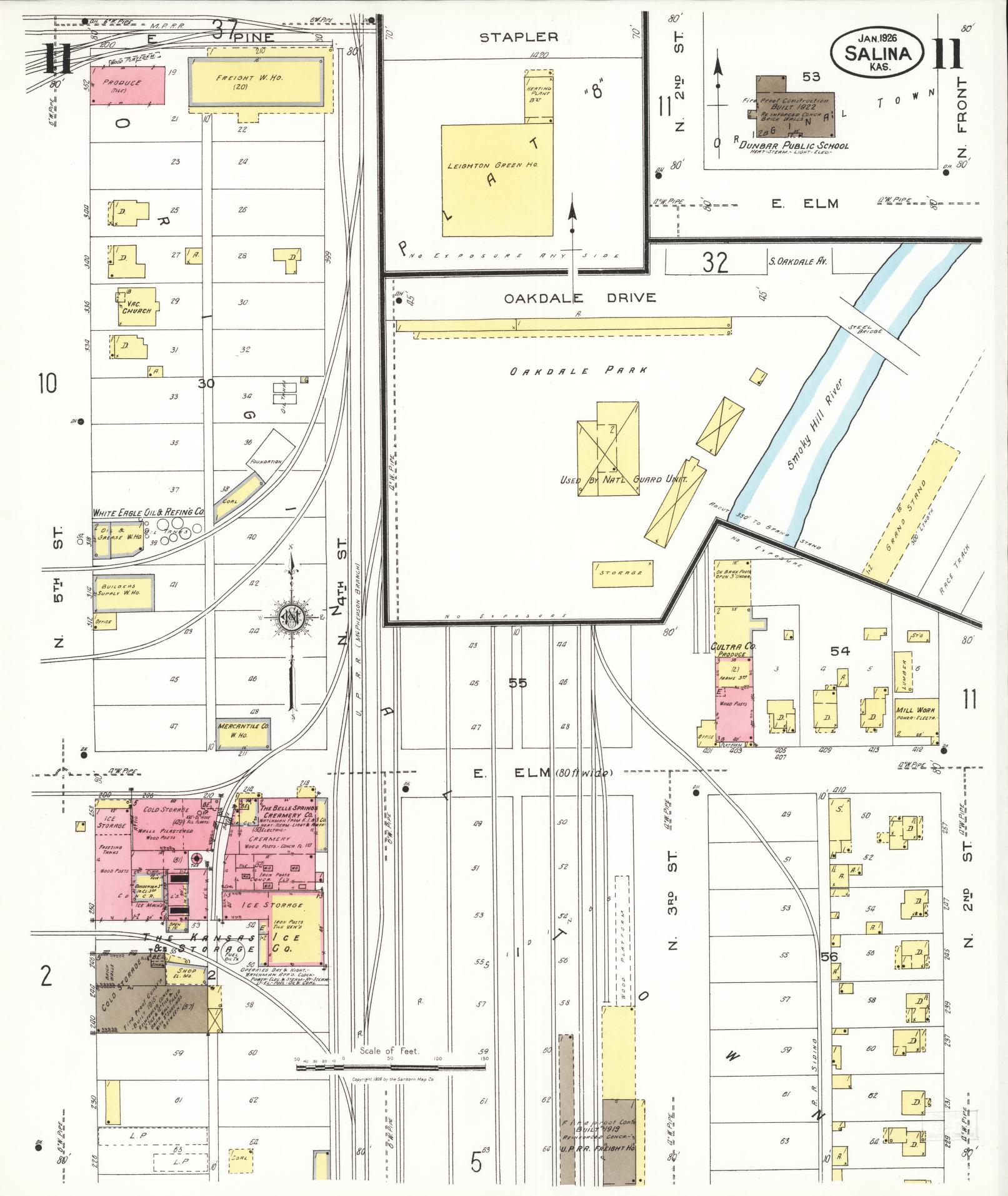 Sanborn Fire Insurance Map from Salina, Saline County, Kansas (1926), Sheet #0011 - Complete Map Set gallery image, historic Sanborn map, vintage wall art, Kansas Kansas